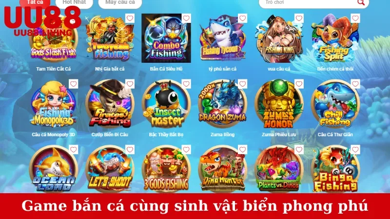 Game bắn cá cùng sinh vật biển phong phú