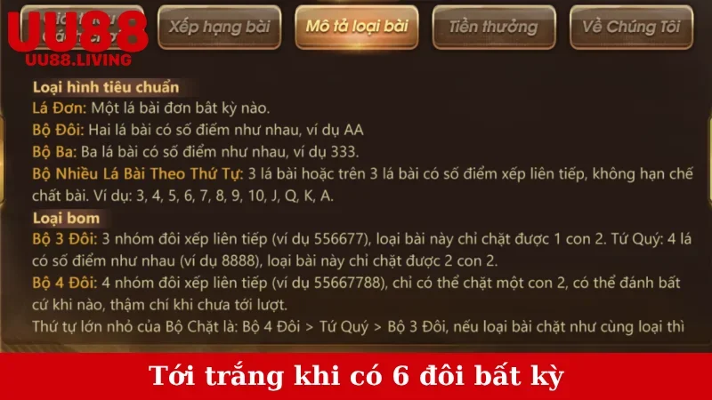 Tới trắng khi có 6 đôi bất kỳ