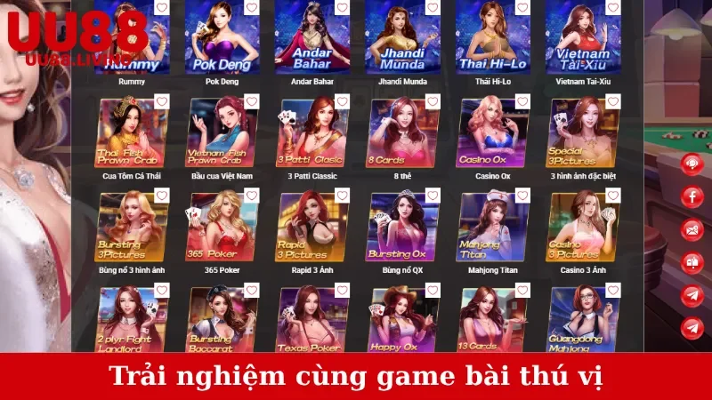 Trải nghiệm cùng game bài thú vị